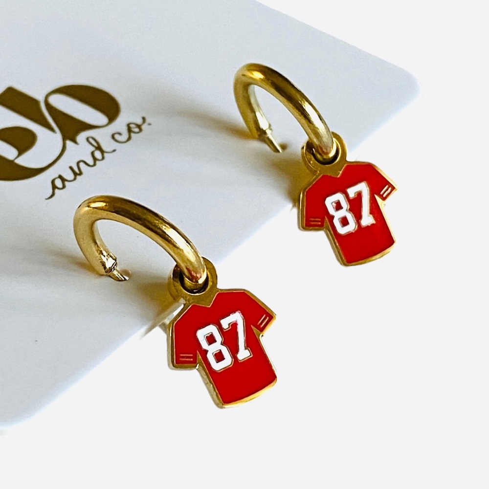 KC Chiefs 87 Jersey Hoop Earrings